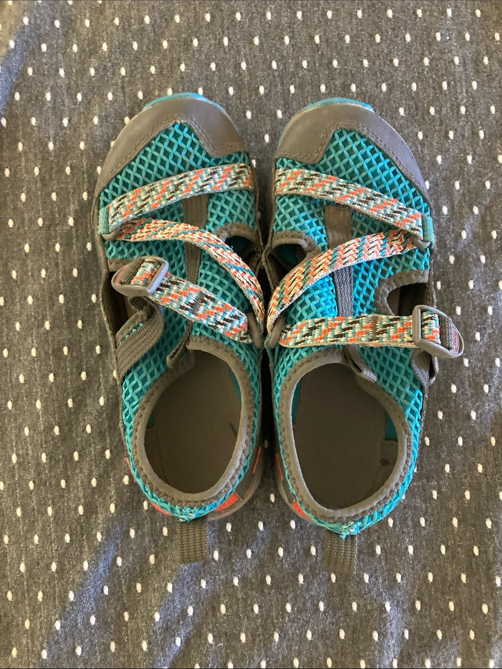 Chaco Kids Teal Mesh Sandals with Multicolor Straps